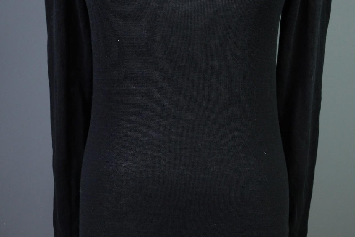 SARAH PACINI Black Knit Mesh Turtle Neck Sweater Midi Dress – Size 1