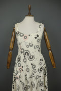 LAURA ASHLEY White & Black Floral Viscose Sweetheart Neck Sheath Dress – Size M