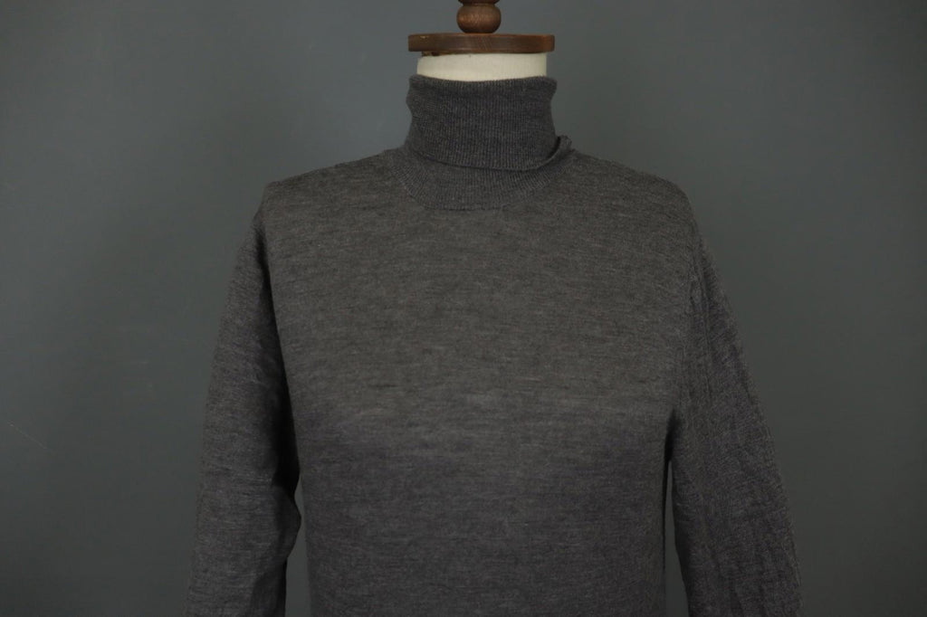 BALLANTYNE Gray 100% Wool High Neck Raglan Sleeve Pullover Sweater – Size M