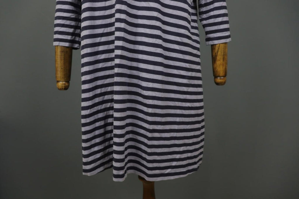 MARIMEKKO Gray & Black Striped 3/4 Sleeve Front Pockets Tunic Dress Sz S/M