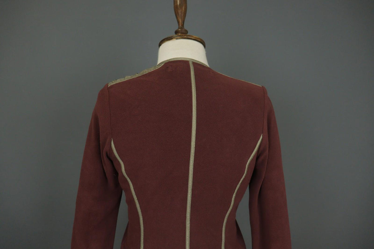 FRAUENSCHUH Burgundy V-Neck Long Sleeve Zip Pockets Button Front Fleece Jacket
