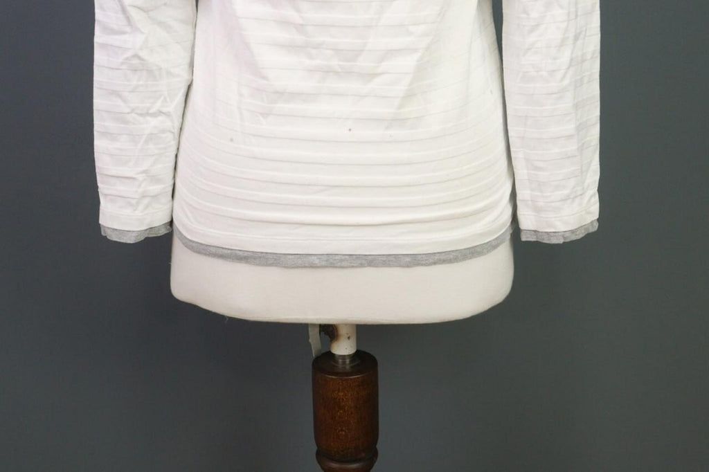 BURBERRY BLACK LABEL Blouse Shirt White Ribbed Long Sleeve – Size 2