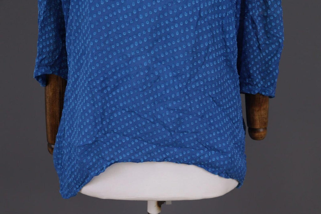 GRIZAS Blue Silk Textured Lagenlook 3/4 Sleeve Blouse Tunic – Size XS
