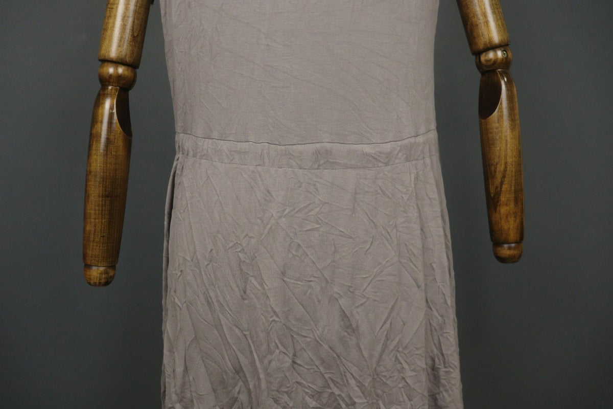 GUDRUN SJODEN Gray Viscose Blend Scoop Neck Shoulder Tie Babydoll Dress – Size M