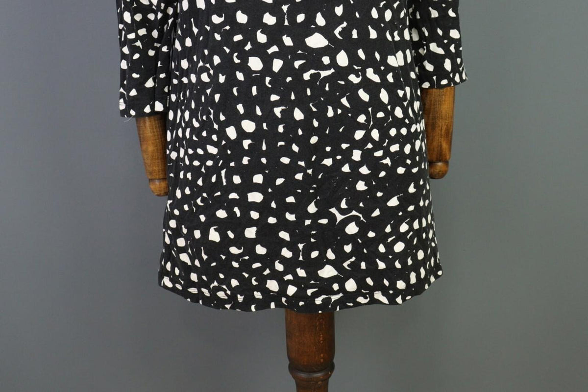 MARIMEKKO Black Printed A-Line Relaxed 3/4 Sleeve Tunic Dress – Size S