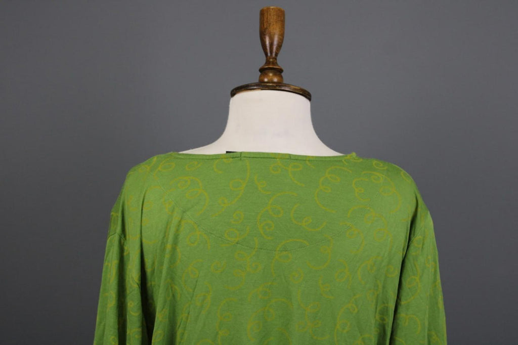 GUDRUN SJODEN Green Printed Round Neck Long Sleeve Pullover Blouse Top – Size XL
