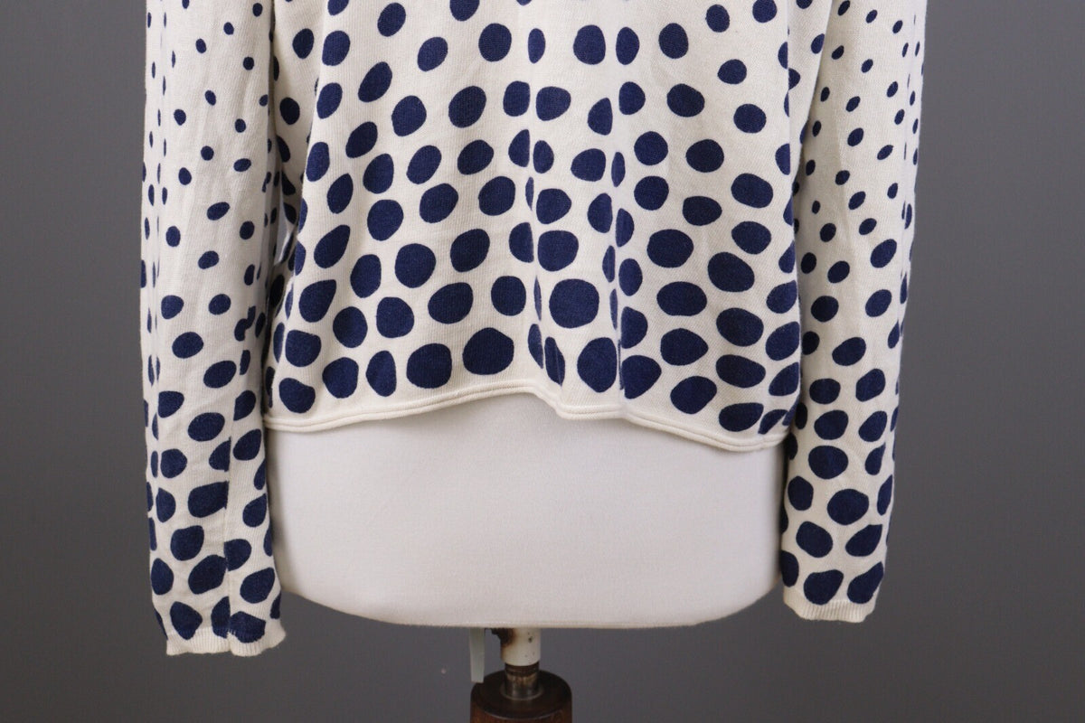 Gudrun Sjoden White Polka Dot Long Sleeve Knit Cardigan Sweater – Size L