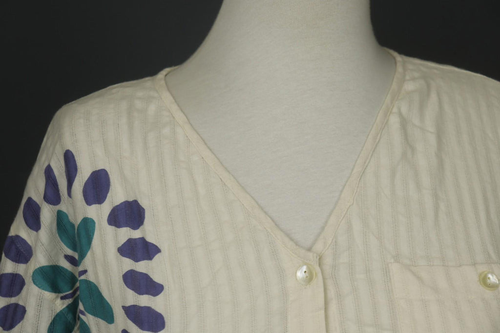 GUDRUN SJÖDEN Ivory Cotton Long Sleeve Tie Waist Button Front Shirt Dress – Size S