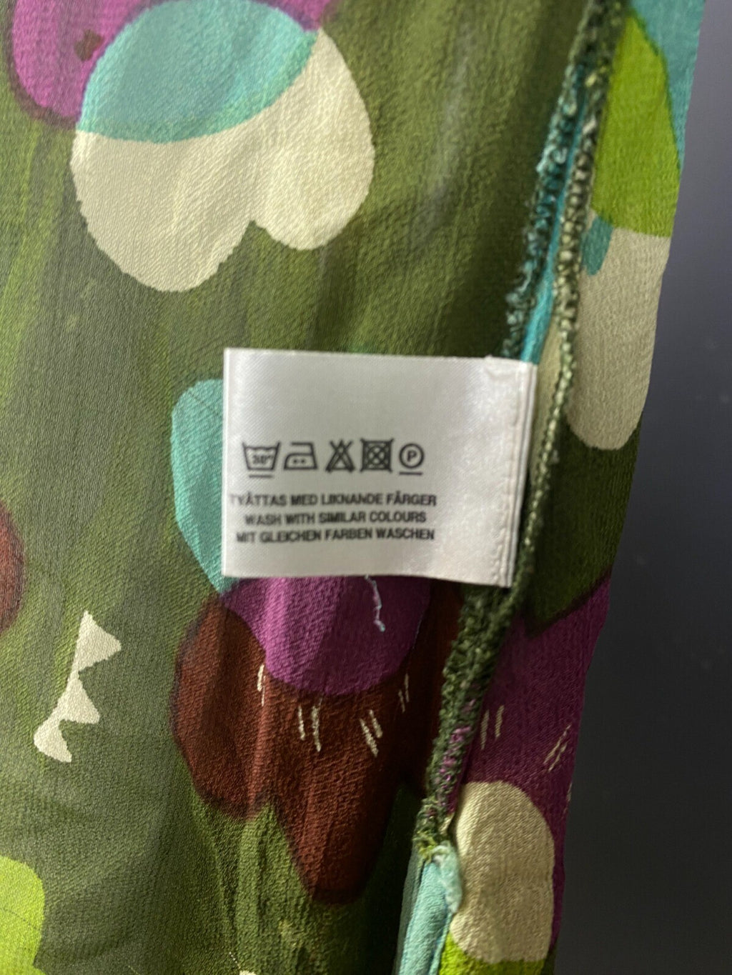 Gudrun Sjoden Green Floral Wrap Belted 3/4 Sleeve Blouson Midi Dress – Size M