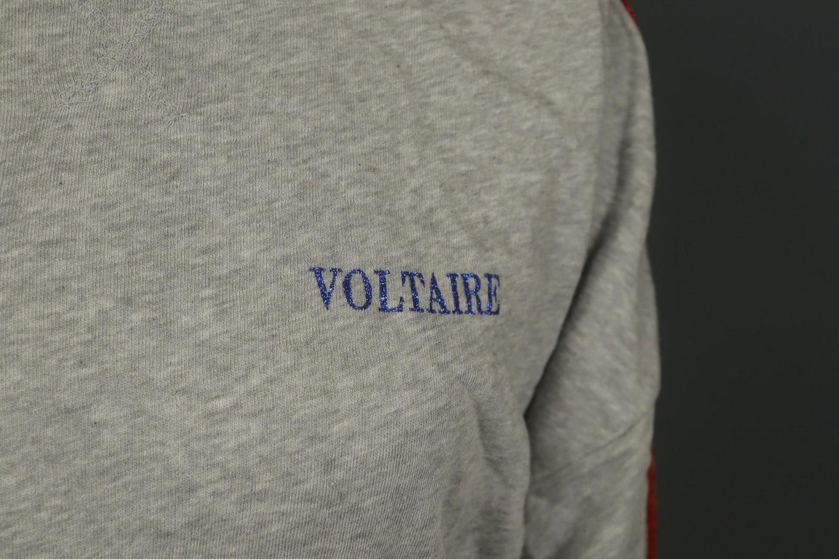 Used ZADIG & VOLTAIRE Gray 3/4 Sleeve Kangaroo Pocket Pullover Sweatshirt – Size XS
