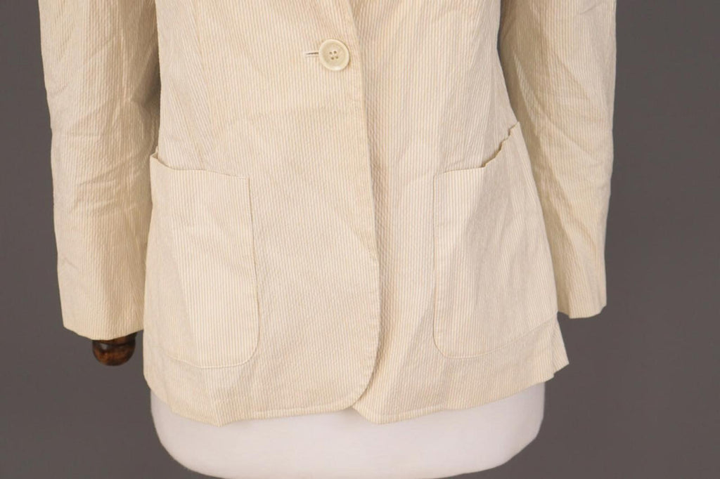 WEEKEND MAX MARA Beige Pinstripe One Button Blazer Jacket – Size USA 10