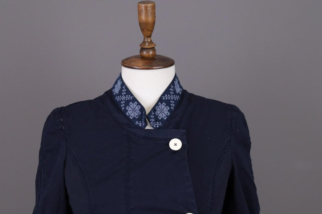 HIGH USE Jacket Navy Blue Denim Double Breasted Lightweight – Size US 6