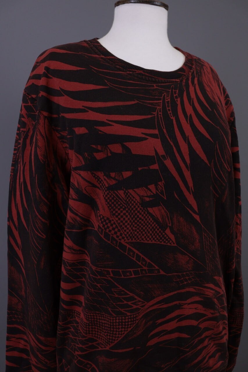 Just Cavalli Red Floral Crew Neck Sweatshirt Jumper Sweater – Size L
