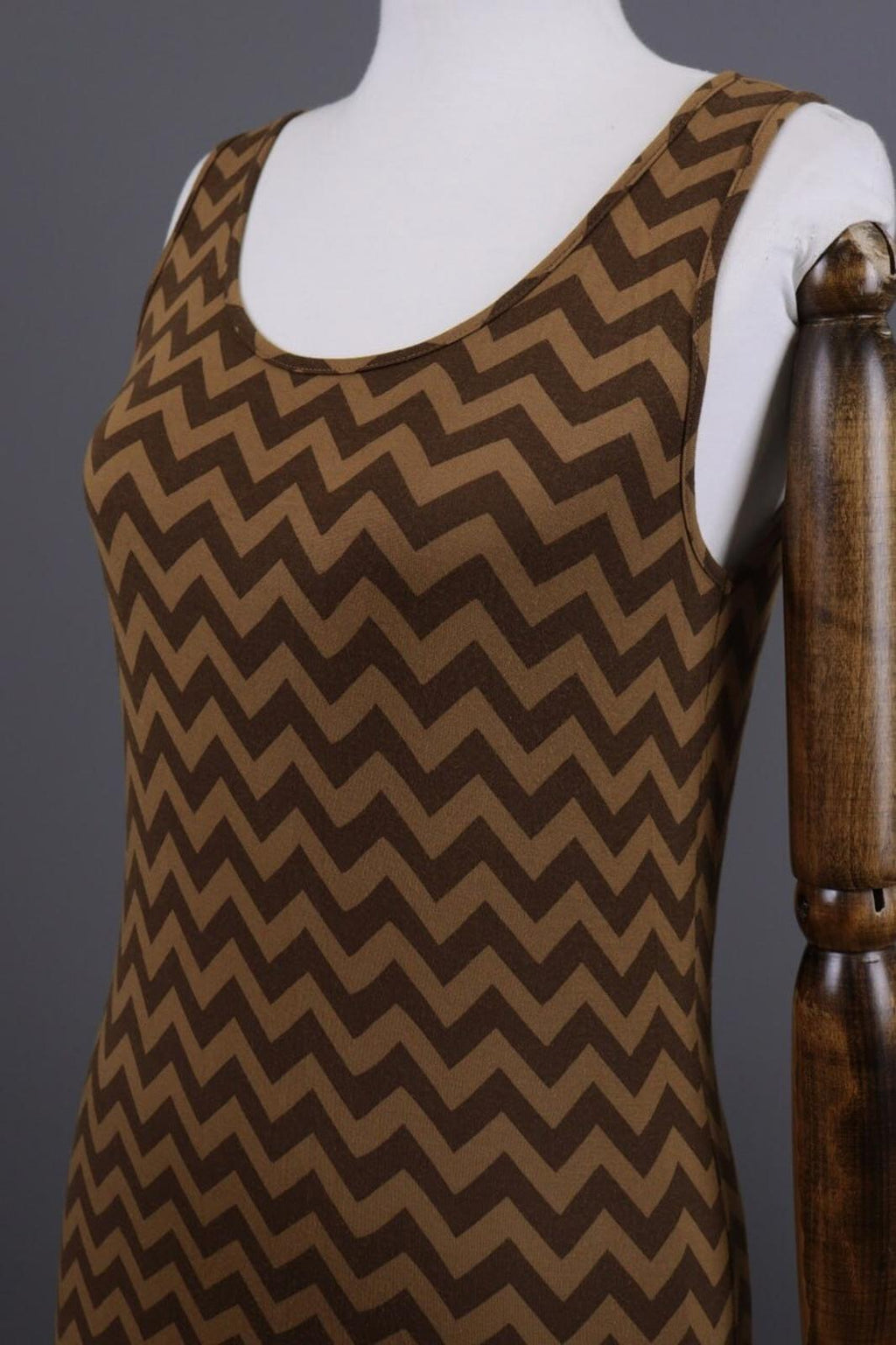 GUDRUN SJODEN Brown Geometric Relaxed Sleeveless Shift Midi Dress – Size M
