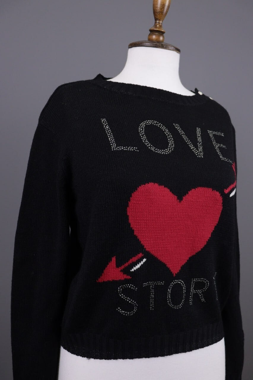 Princess Goes Hollywood Black Love Story Cashmere Knit Sweater – Size 36