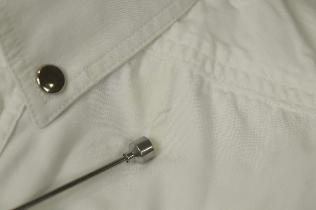 THIERRY MULGER White Long Sleeve Collared Flap Pockets Snap Button Shirt Sz M/L