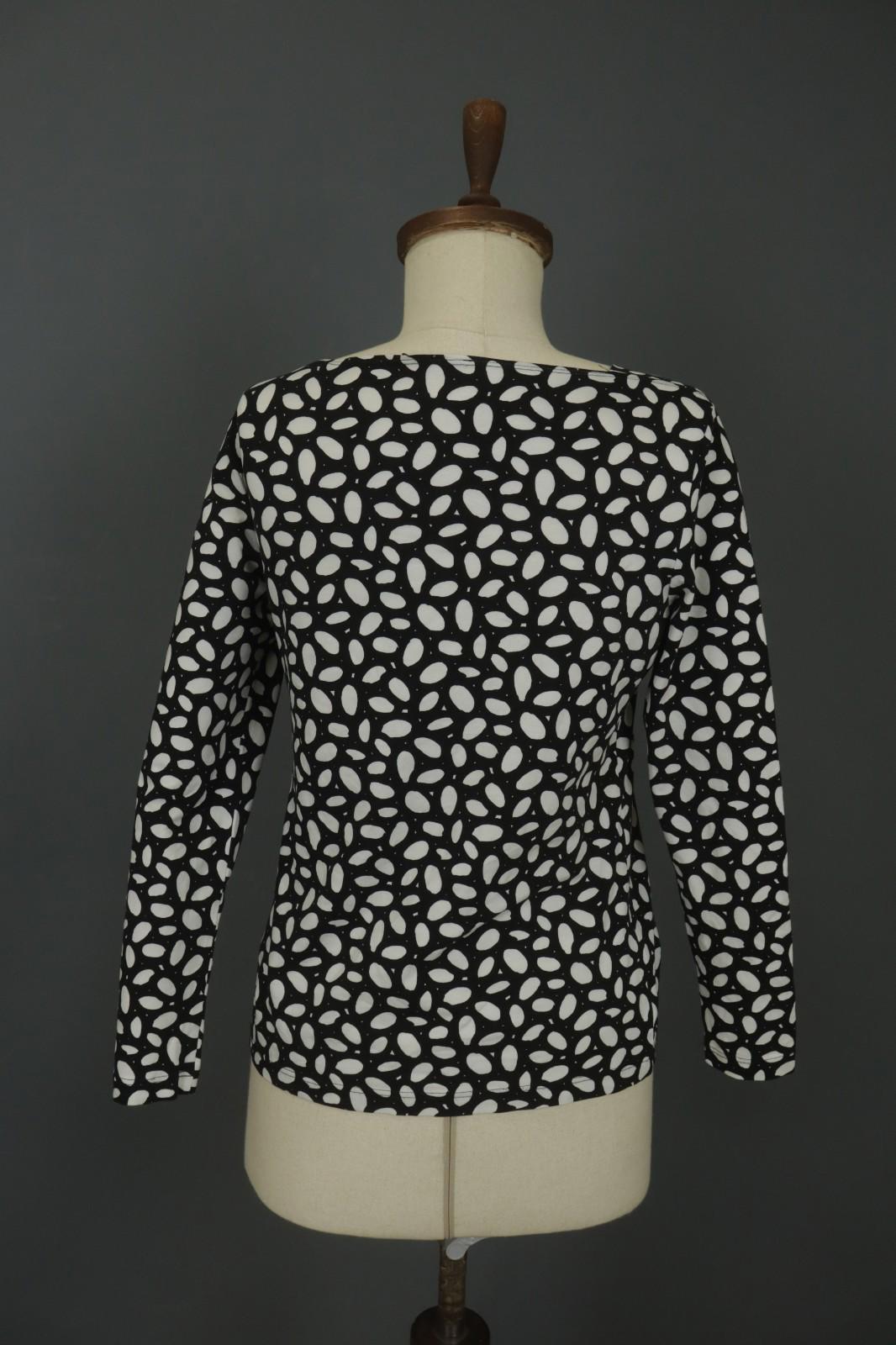 MARIMEKKO CERO White & Black Polka Dot Round Neck Long Sleeve Blouse Top – Size M