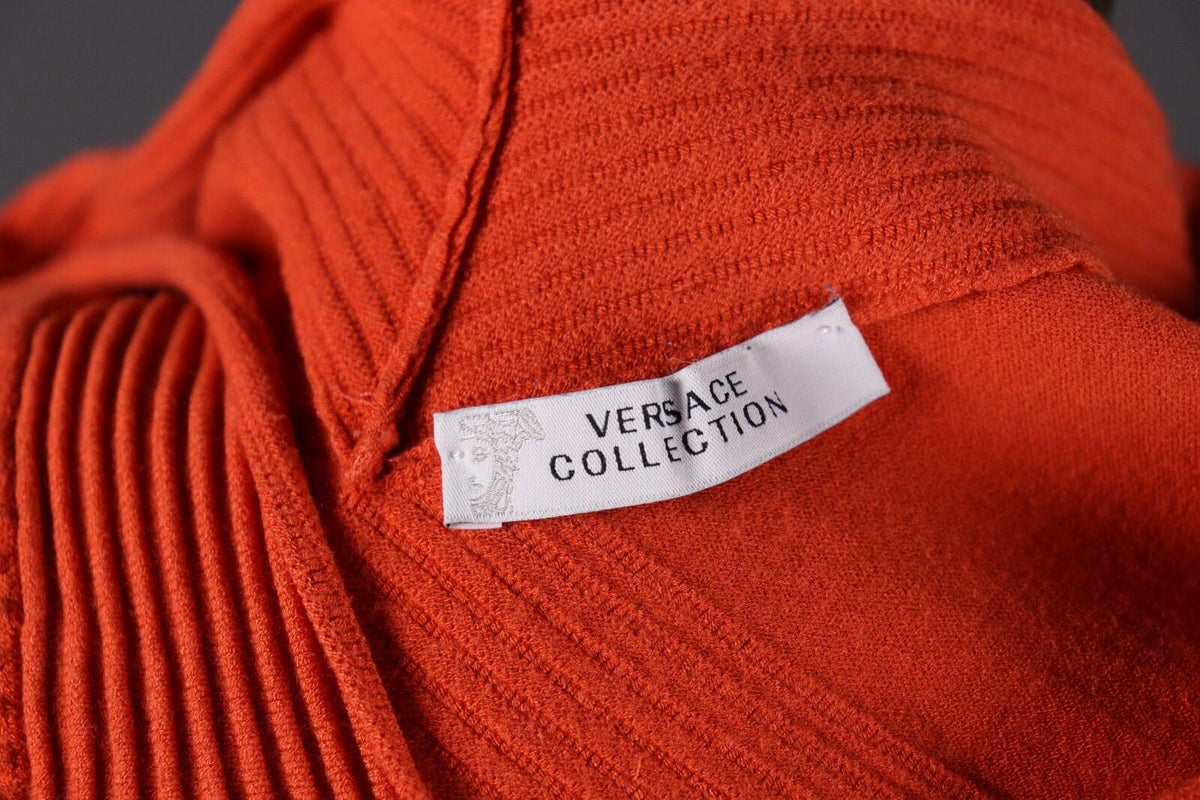 VERSACE COLLECTION Orange Tight Knit 3/4 Sleeve Sweater – Size 44