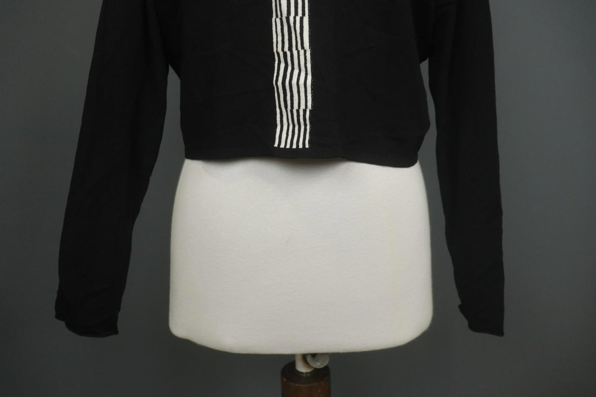 SARAH PACINI Black & White Viscose Long Sleeve V-Neck Pullover Sweater – Size One
