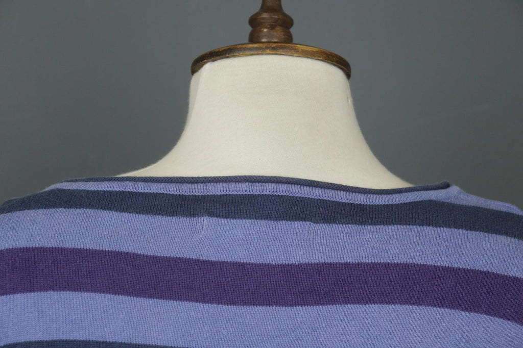 GUDRUN SJODEN Multi Striped 100% Cotton Long Sleeve Round Neck Mini Dress – Size M