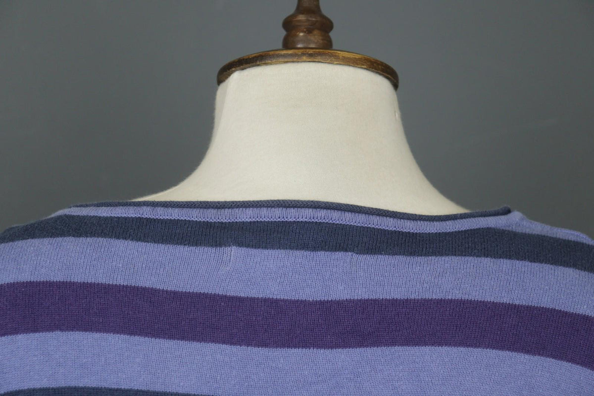 GUDRUN SJODEN Multi Striped 100% Cotton Long Sleeve Round Neck Mini Dress – Size M