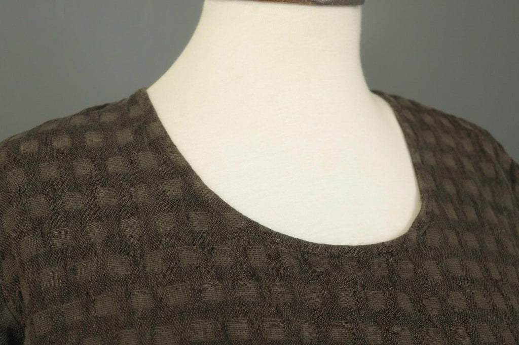 GRIZAS Brown 100% Linen Long Sleeve Round Neck Pullover Tunic Top – Size S