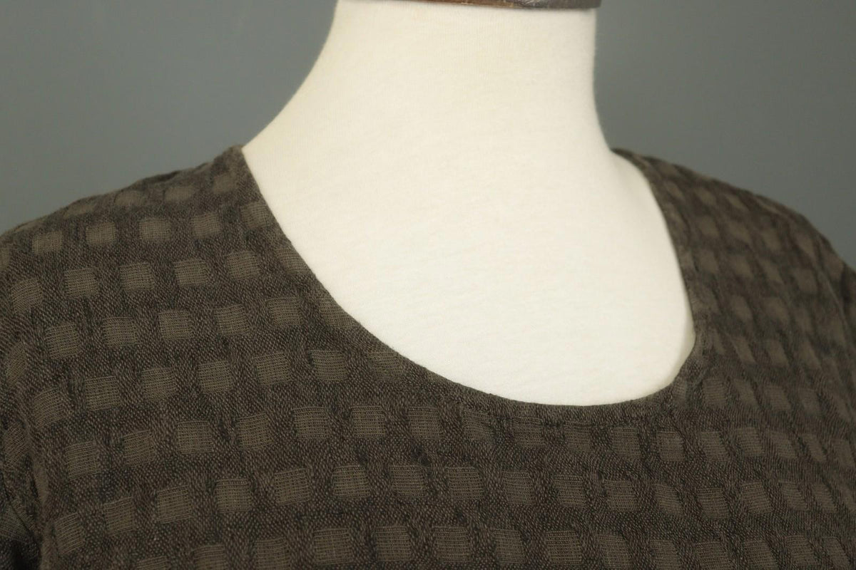GRIZAS Brown 100% Linen Long Sleeve Round Neck Pullover Tunic Top – Size S