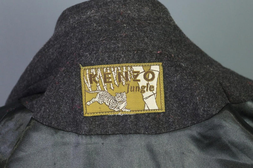 KENZO JUNGLE Gray One Button Knit Cropped Blazer Jacket