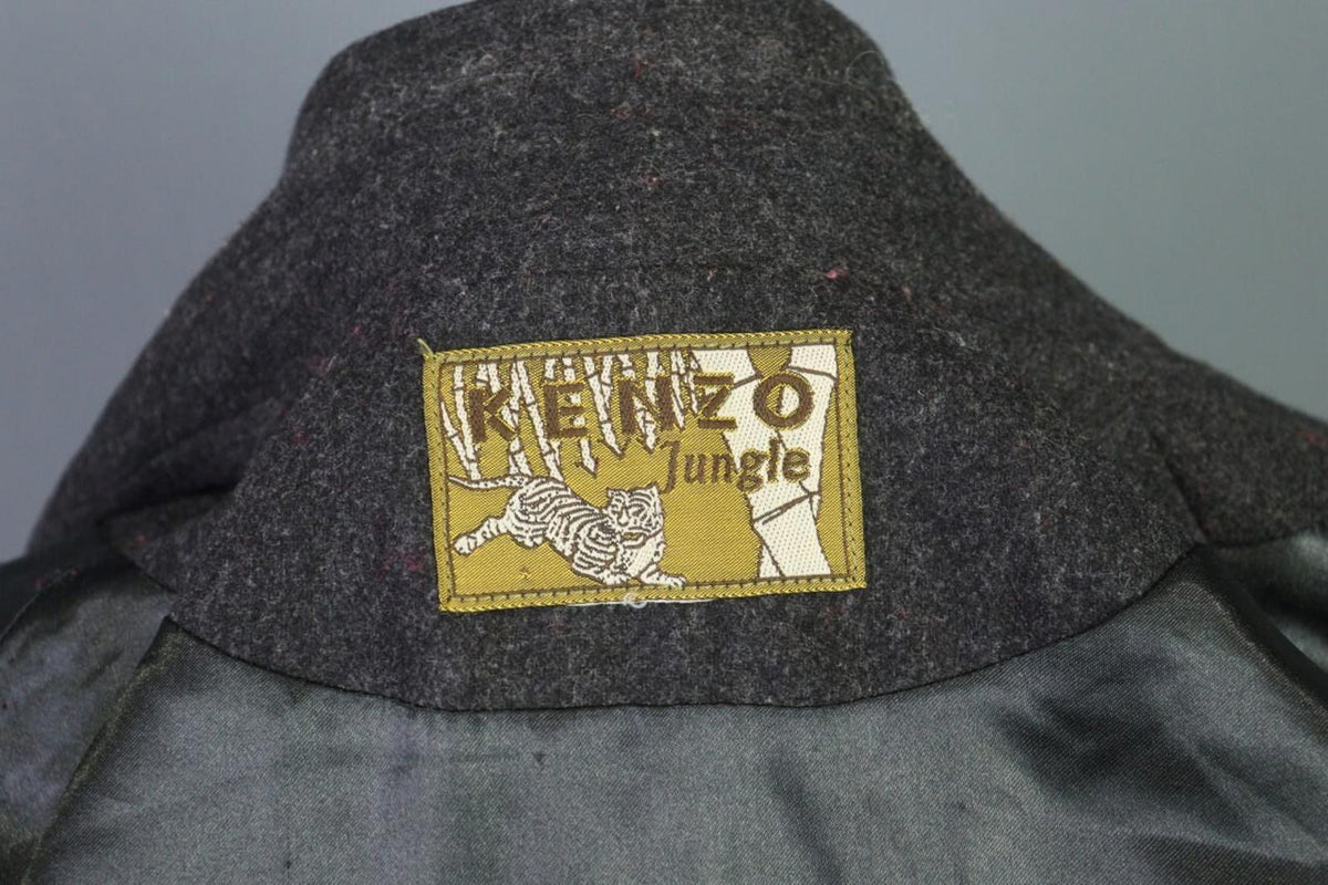 KENZO JUNGLE Gray One Button Knit Cropped Blazer Jacket