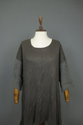 GUDRUN SJODEN Gray Linen Blend Round Neck Asymmetrical Hem Sweater Dress – Size XL