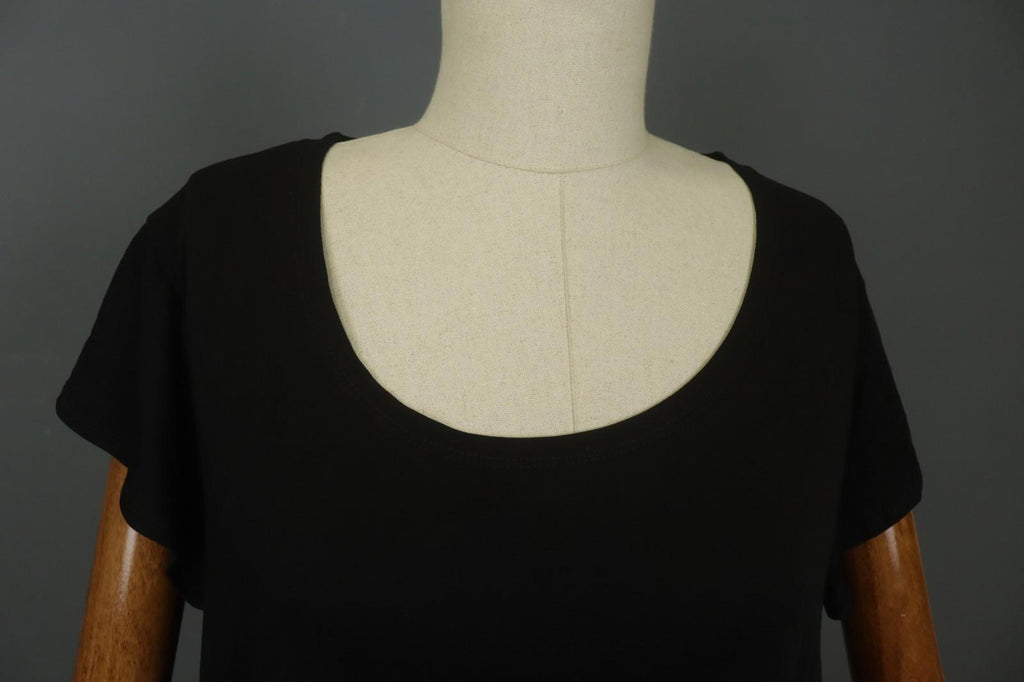GUDRUN SJODEN Black Lyocell Short Sleeve Round Neck Pullover Blouse Top – Size L