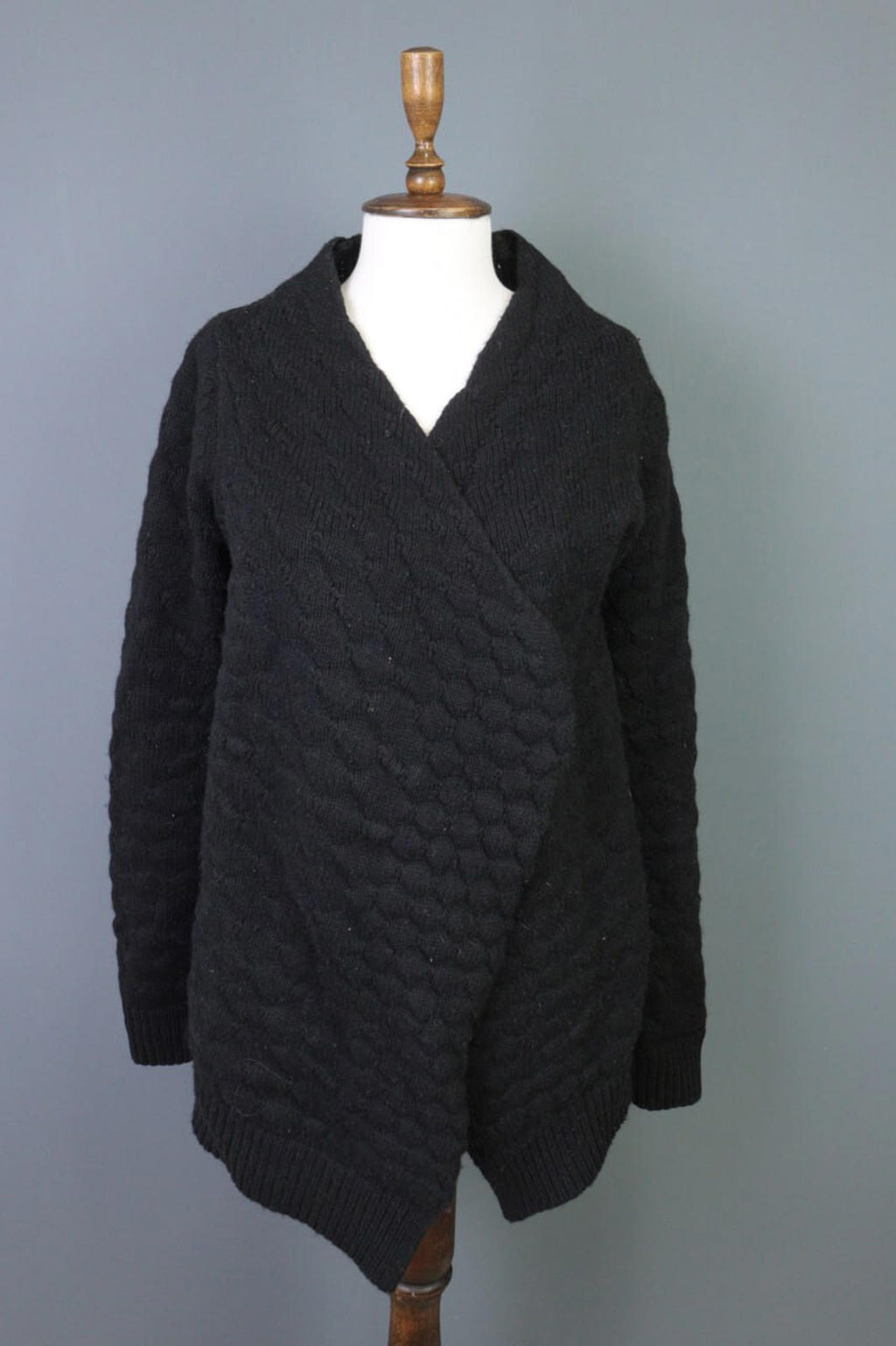 ZADIG & VOLTAIRE DAPHNEE ALN Black Alpaca Wool Wrape Cardigan Sweater – Size S – Used