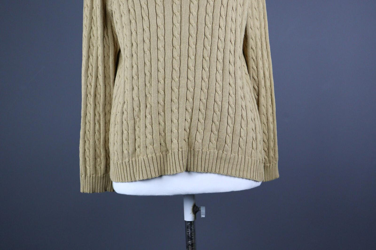 LAUREN RALPH LAUREN Beige Cable Knit Long Sleeve Sweater – Size XL