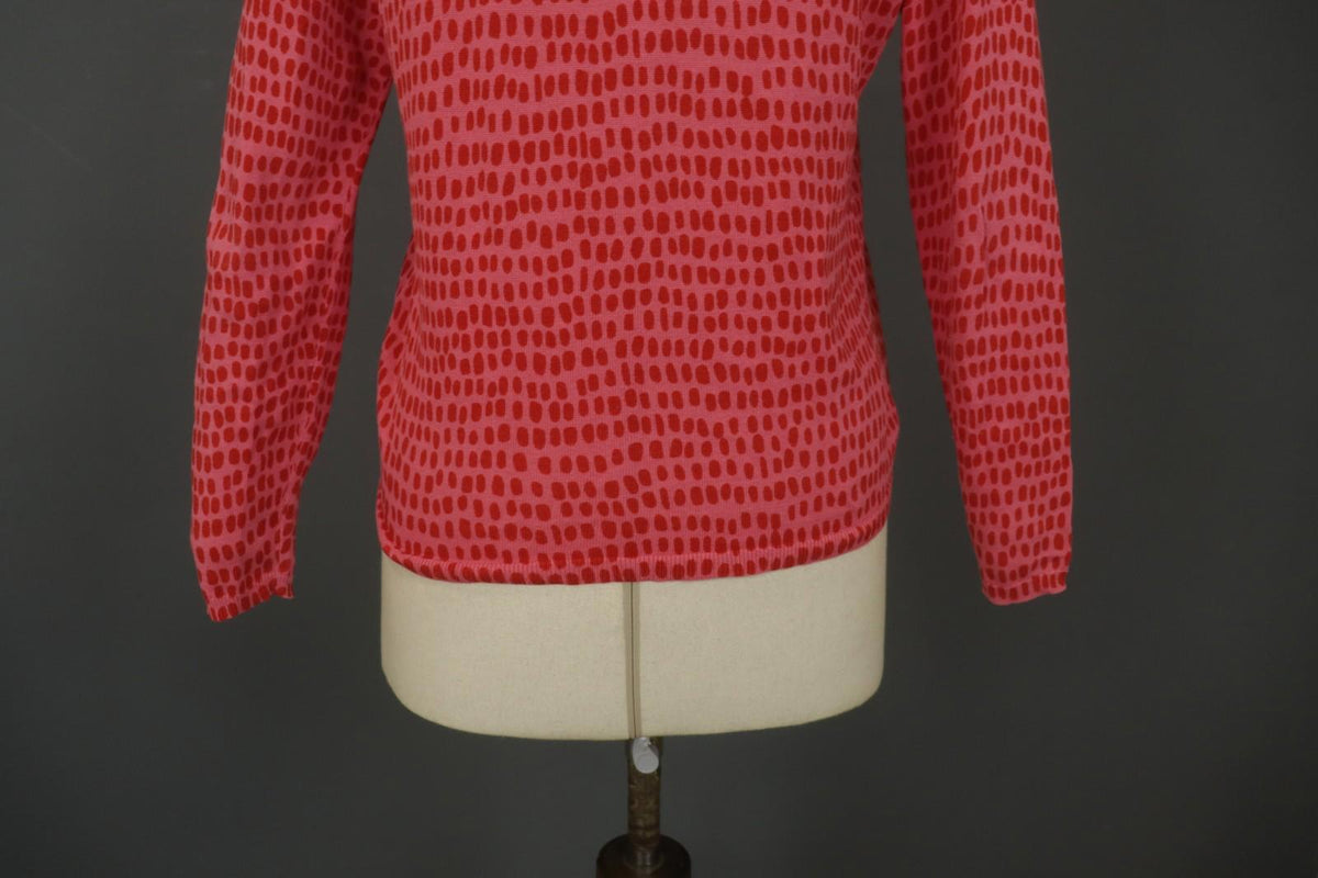 GUDRUN SJODEN Red Dotted Round Neck Long Sleeve Button Front Shirt Top – Size S