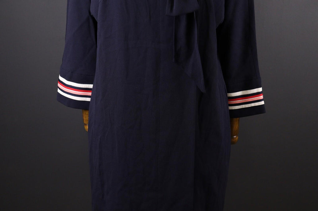 LAUREL by ESCADA Blue Long Sleeve Relaxed Blouson Midi Dress – Size USA 8