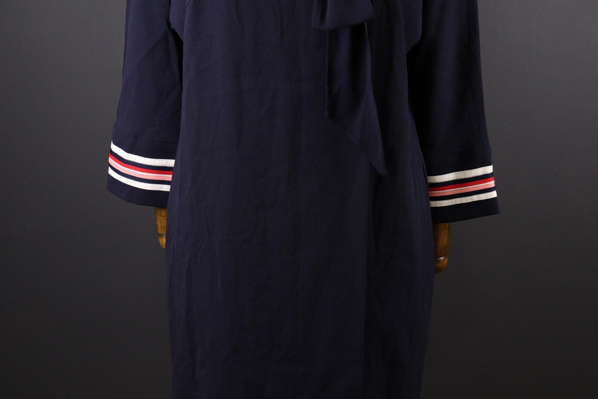 LAUREL by ESCADA Blue Long Sleeve Relaxed Blouson Midi Dress – Size USA 8