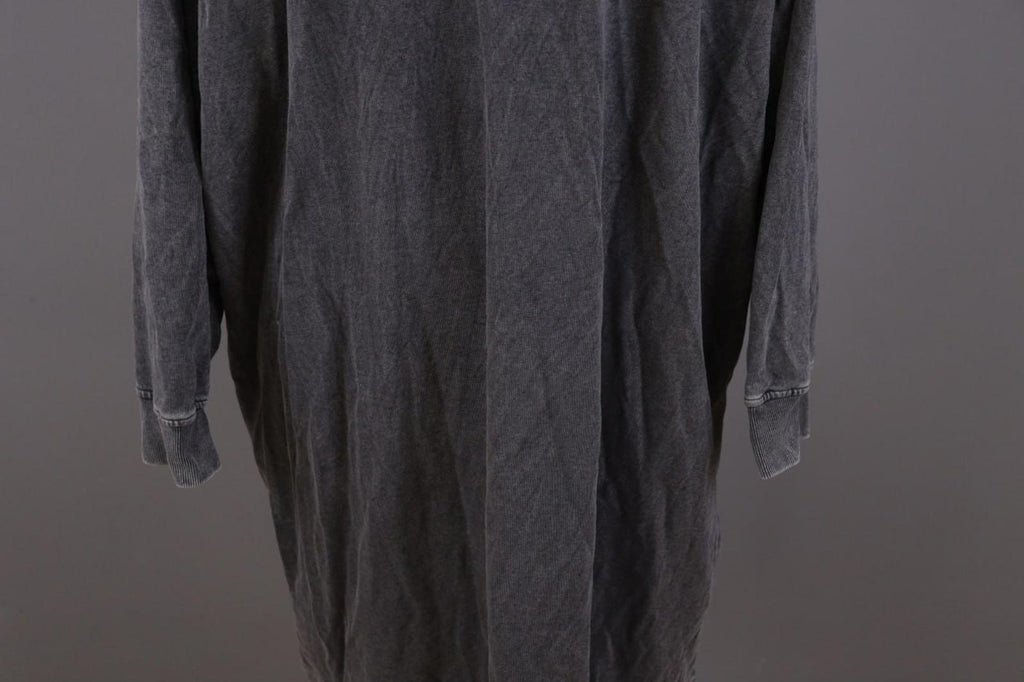 RUNDHOLZ Maxi Dress Gray Acrylic Hooded Ribbed Cuff & Hem Pouch Pocket – Size M