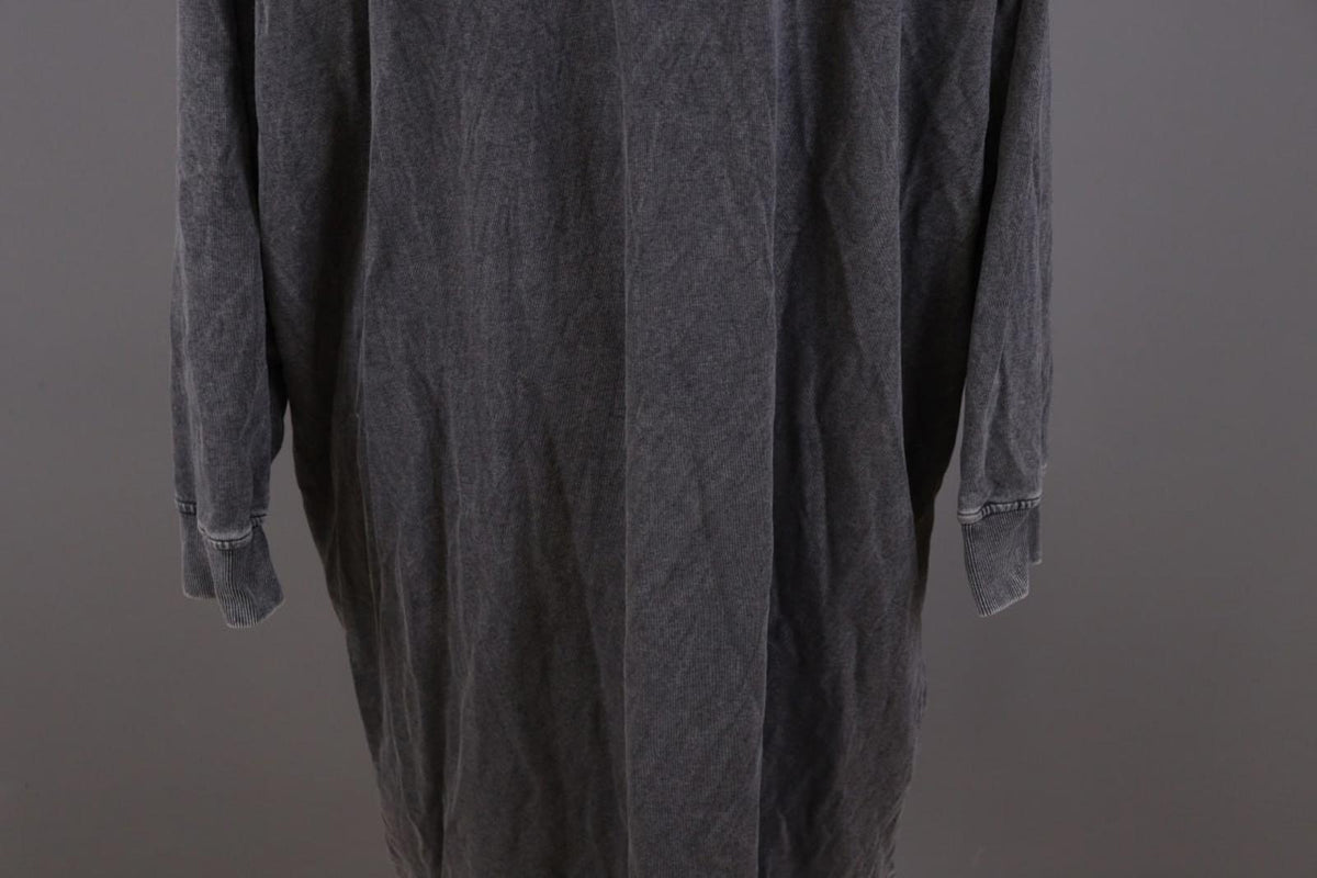 RUNDHOLZ Maxi Dress Gray Acrylic Hooded Ribbed Cuff & Hem Pouch Pocket – Size M