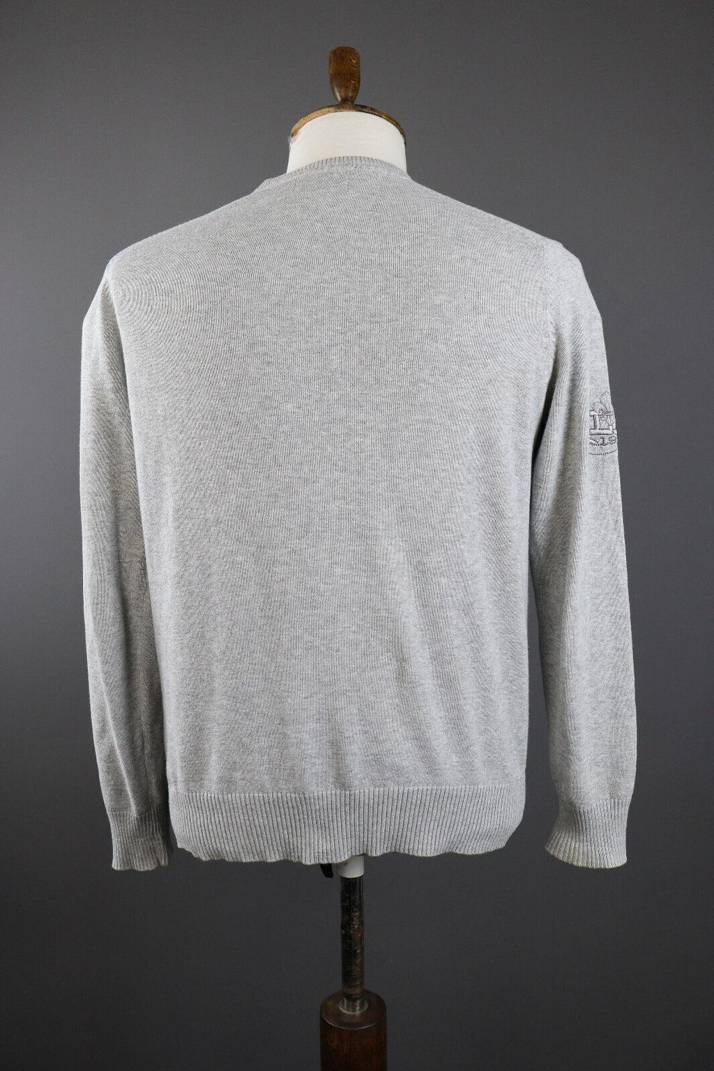 La Martina Buenos Aires Grey Cotton V-Neck Sweater – Men's S