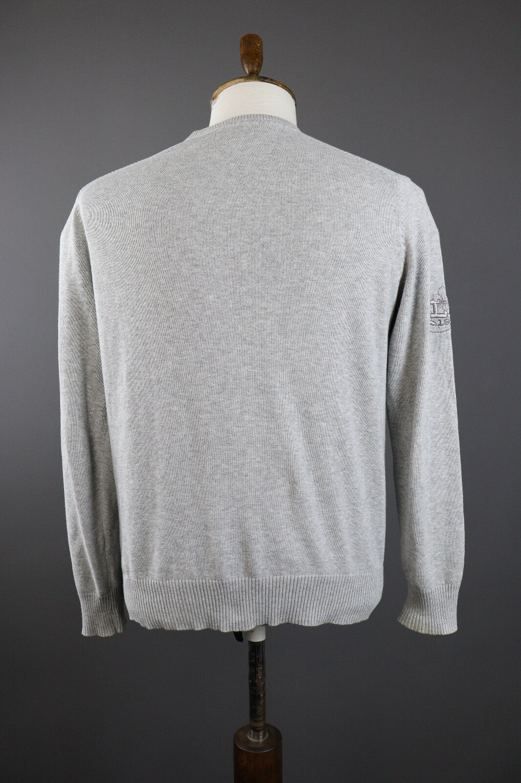 La Martina Buenos Aires Grey Cotton V-Neck Sweater – Men's S