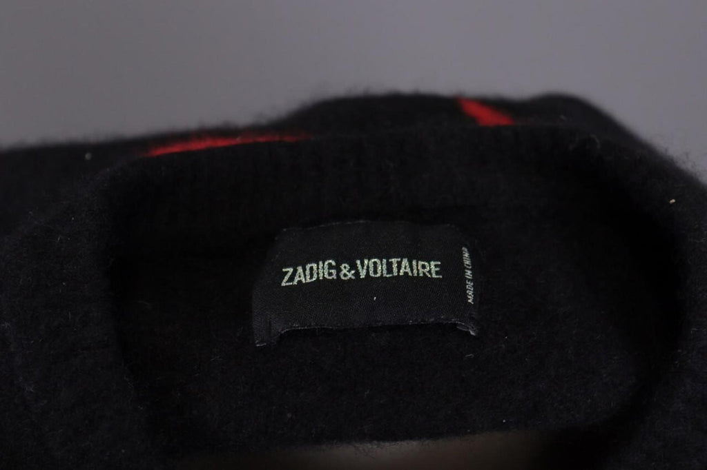 ZADIG & VOLTAIRE MARCUS BIS Black Printed Cashmere Knit Sweater – Size M
