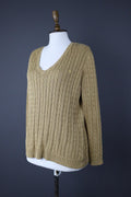 LAUREN RALPH LAUREN Beige Cable Knit Long Sleeve Sweater – Size XL