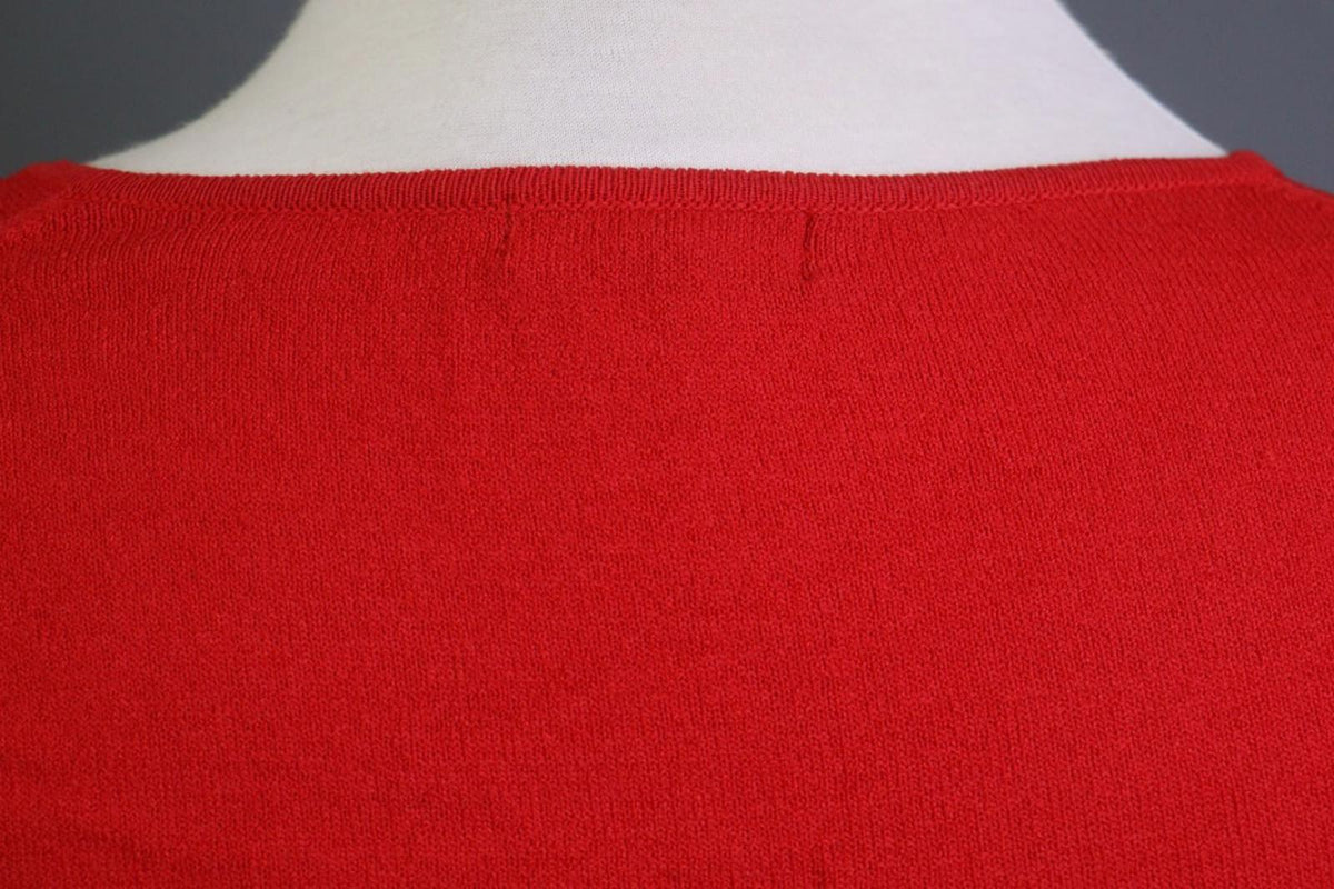 BURBERRY Red Viscose Knitted V-Neck Raglan Sleeve Pullover Sweater – Size 46
