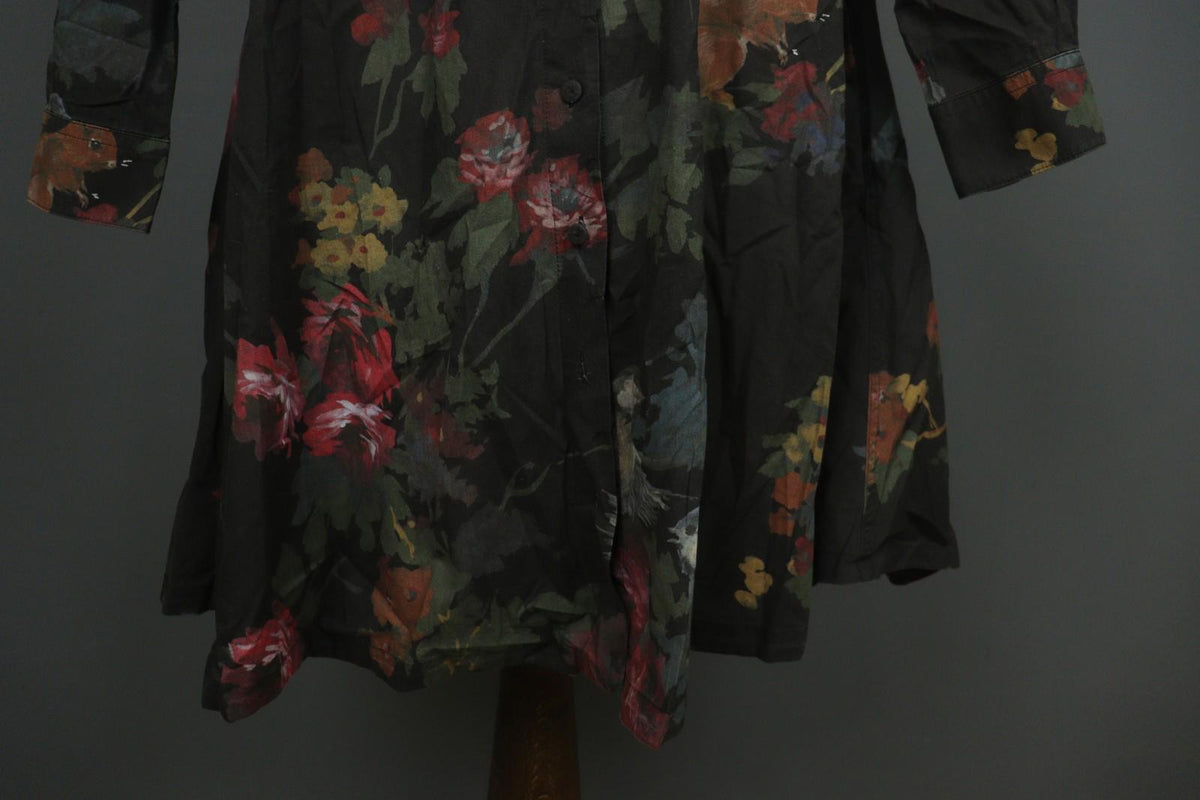 HANNES ROETHER Multi Floral Cotton Long Sleeve Button Front Shirt Dress – Size S