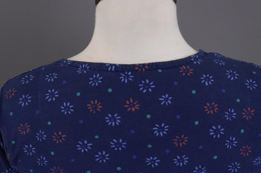 GUDRUN SJODEN Blue Floral Short Sleeve Blouse Top Shirt – Size S