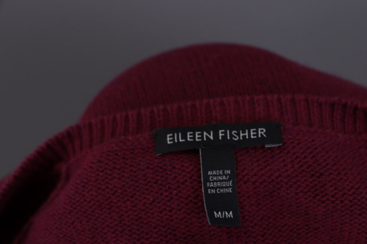 Eileen Fisher Burgubdy Lagenlook Cotton Cashmere Knit Oversized Sweater – Size M