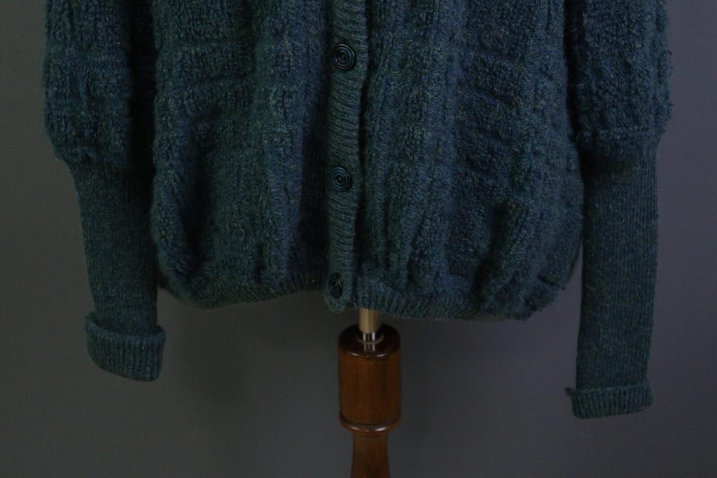 MISSONI Blue Wool Mohair Knit Long Sleeve Button Cardigan Sweater – Size L