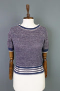 CHANEL Multicolor Knitted Crew Neck Short Sleeve Pullover Sweater – Size S / M