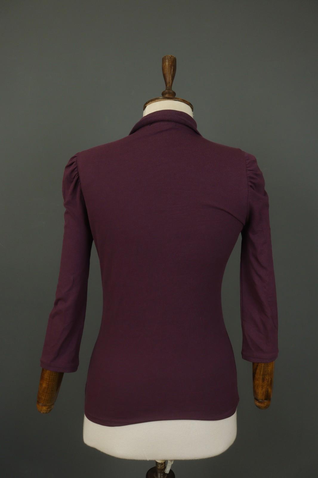 BURBERRY BRIT Burgundy Slim Fit Long Sleeve Collared Popover Polo Shirt – Size S