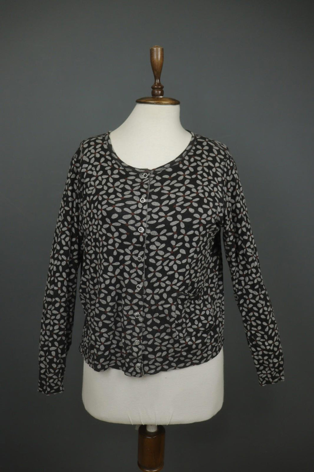 GUDRUN SJODEN Multi Floral Modal Long Sleeve Round Neck Button Front Top – Size M